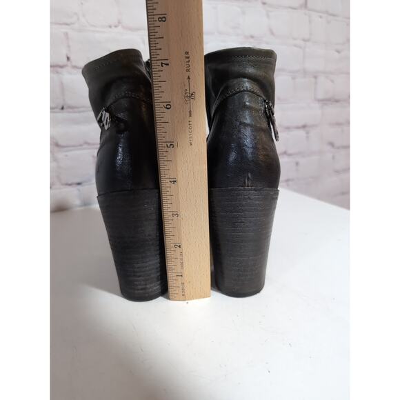 KBR Brown Gray Zip Detail Leather Booties Italy, Women Size 38.5 (8-8.5) Moto - Picture 4 of 12